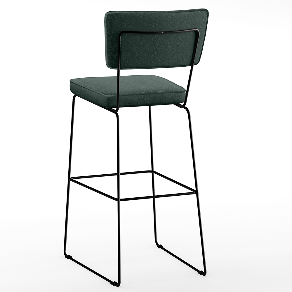 Banqueta Alta Para Cozinha Sala De Jantar Base em Aço Fixa Allana L02 Linho Verde Musgo - Lyam Decor