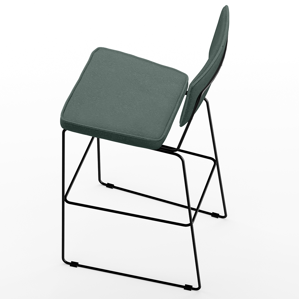 Banqueta Alta Para Cozinha Sala De Jantar Base em Aço Fixa Allana L02 Linho Verde Musgo - Lyam Decor