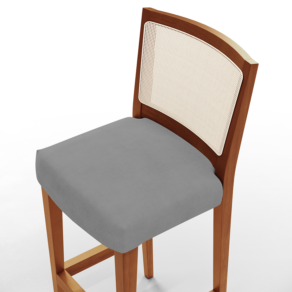 Banqueta Alta Para Cozinha Sala De Jantar Encosto Em Tela Branco Zion L02 Facto Cinza - Lyam Decor