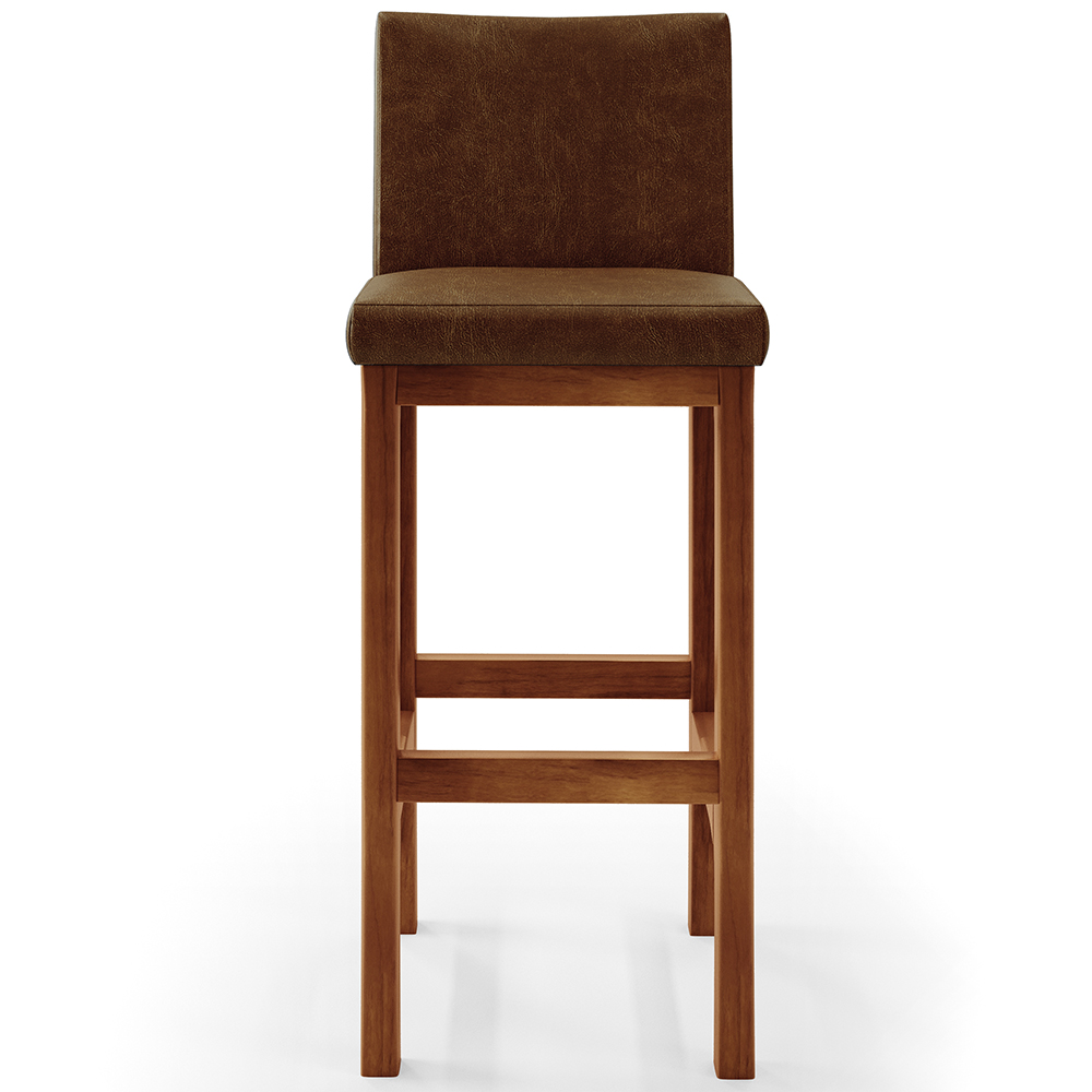 Banqueta Alta Para Cozinha Sala De Jantar Fixa Alya L02 Couríssimo Marrom - Lyam Decor