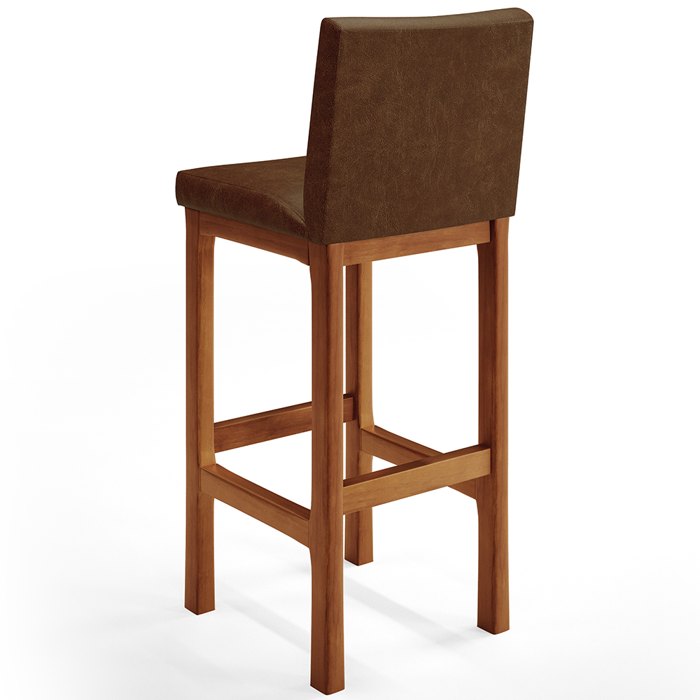 Banqueta Alta Para Cozinha Sala De Jantar Fixa Alya L02 Couríssimo Marrom - Lyam Decor