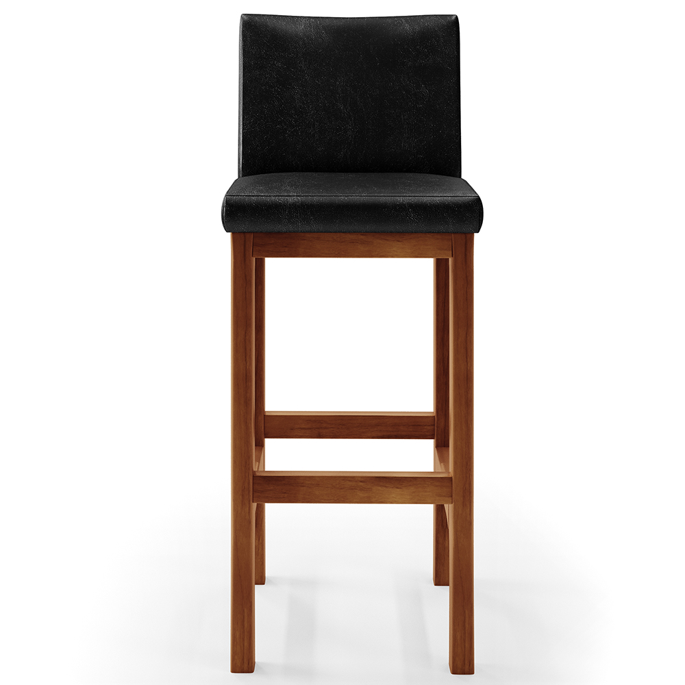 Banqueta Alta Para Cozinha Sala De Jantar Fixa Alya L02 Couríssimo Preto - Lyam Decor