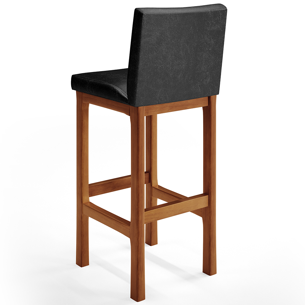 Banqueta Alta Para Cozinha Sala De Jantar Fixa Alya L02 Couríssimo Preto - Lyam Decor