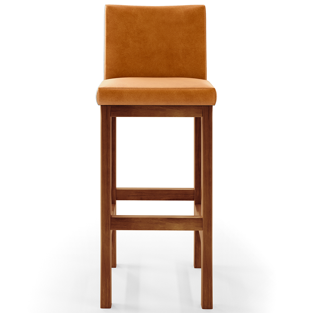 Banqueta Alta Para Cozinha Sala De Jantar Fixa Alya L02 Couríssimo Whisky - Lyam Decor