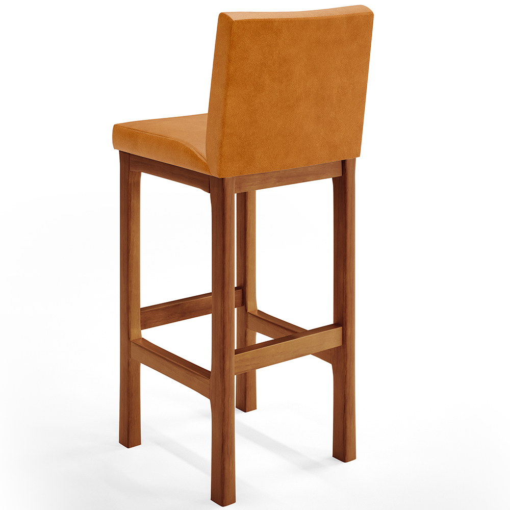 Banqueta Alta Para Cozinha Sala De Jantar Fixa Alya L02 Couríssimo Whisky - Lyam Decor
