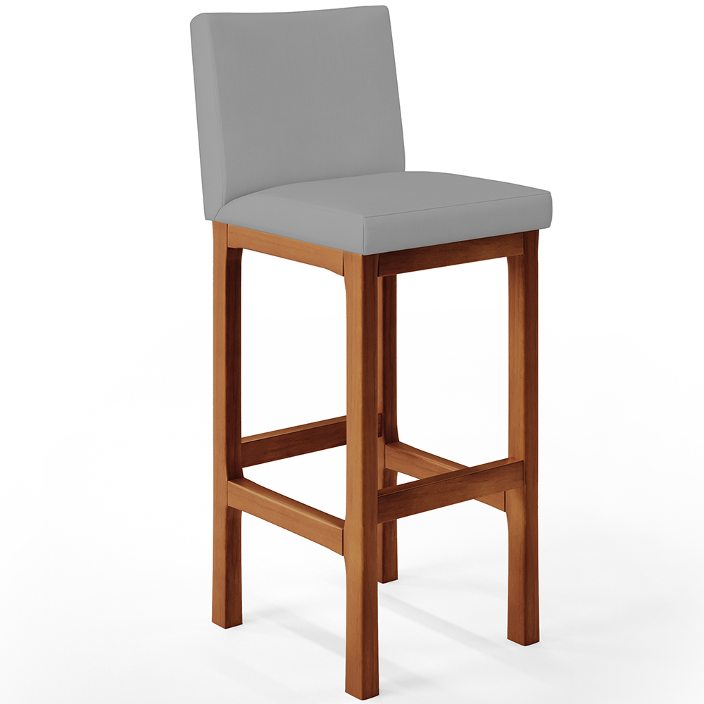 Banqueta Alta Para Cozinha Sala De Jantar Fixa Alya L02 Facto Cinza - Lyam Decor