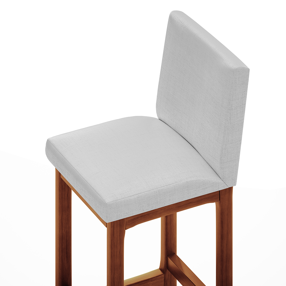 Banqueta Alta Para Cozinha Sala De Jantar Fixa Alya L02 Facto Cinza Metalizado - Lyam Decor