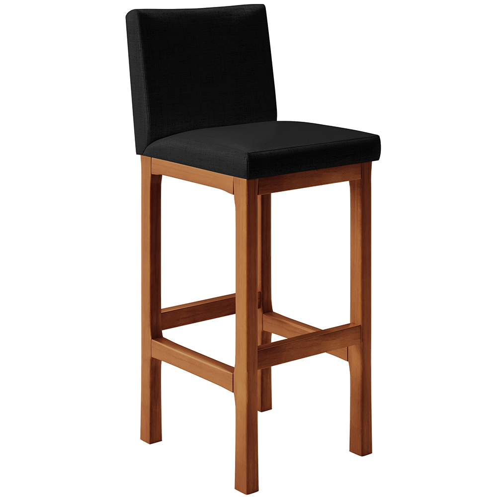 Banqueta Alta Para Cozinha Sala De Jantar Fixa Alya L02 Facto Preto Metalizado - Lyam Decor