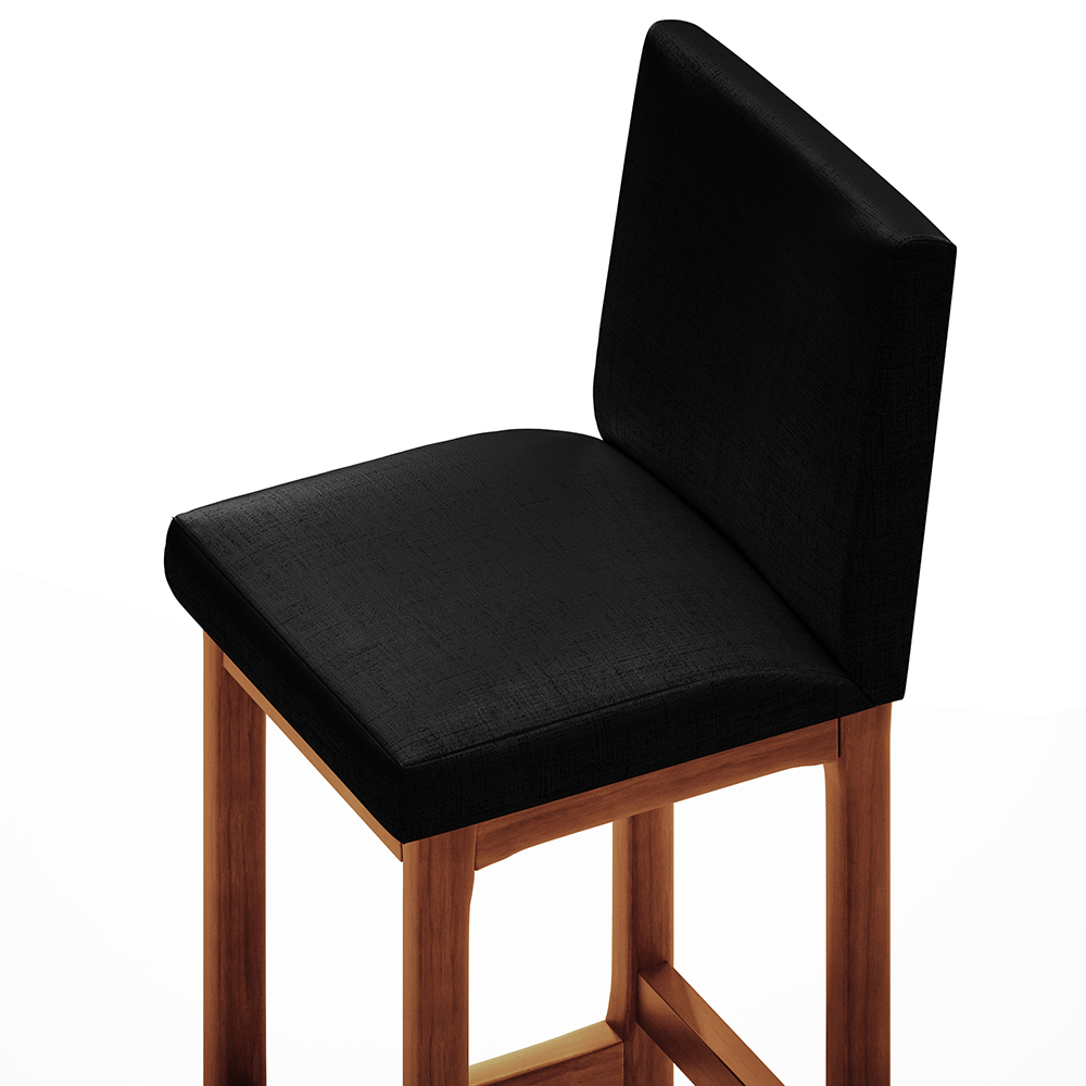 Banqueta Alta Para Cozinha Sala De Jantar Fixa Alya L02 Facto Preto Metalizado - Lyam Decor