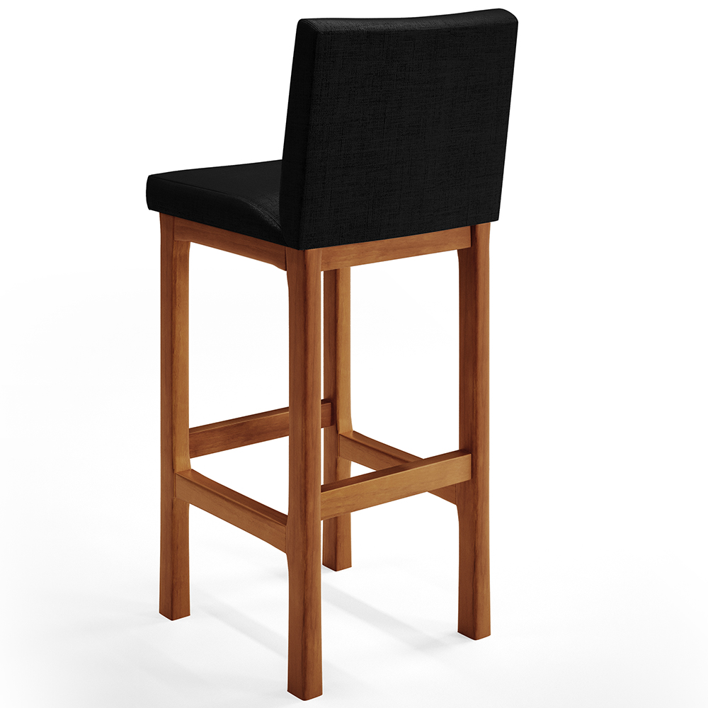 Banqueta Alta Para Cozinha Sala De Jantar Fixa Alya L02 Facto Preto Metalizado - Lyam Decor