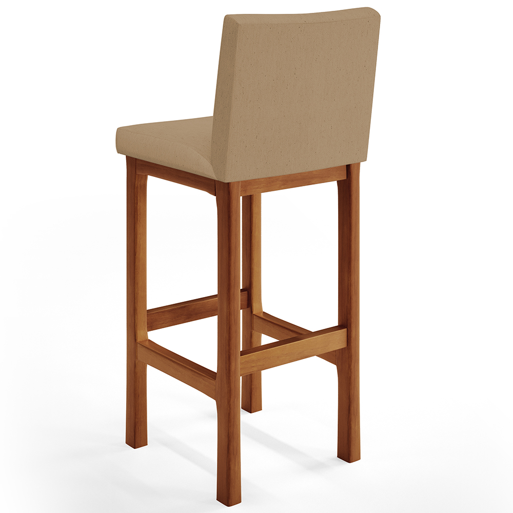 Banqueta Alta Para Cozinha Sala De Jantar Fixa Alya L02 Linho Bege Escuro - Lyam Decor
