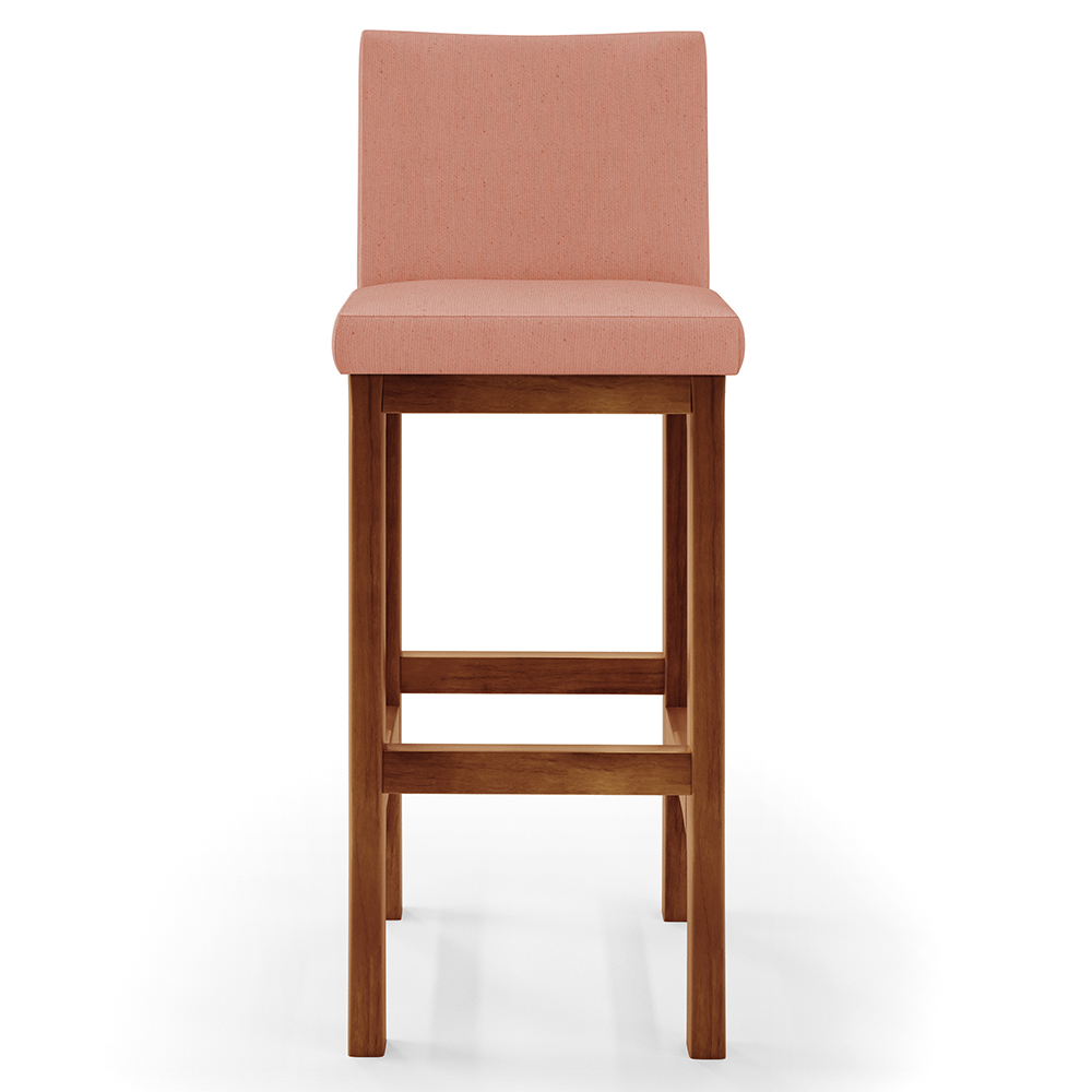 Banqueta Alta Para Cozinha Sala De Jantar Fixa Alya L02 Linho Rosê - Lyam Decor