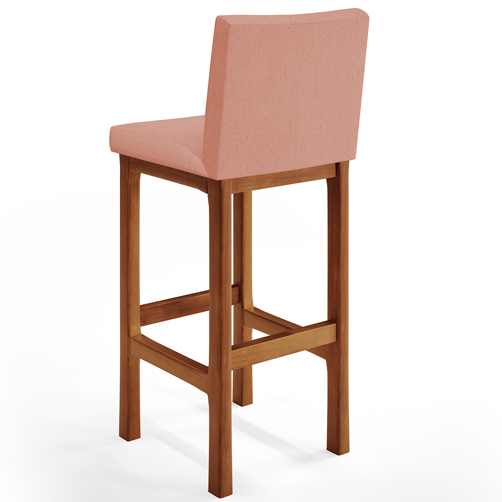 Banqueta Alta Para Cozinha Sala De Jantar Fixa Alya L02 Linho Rosê - Lyam Decor