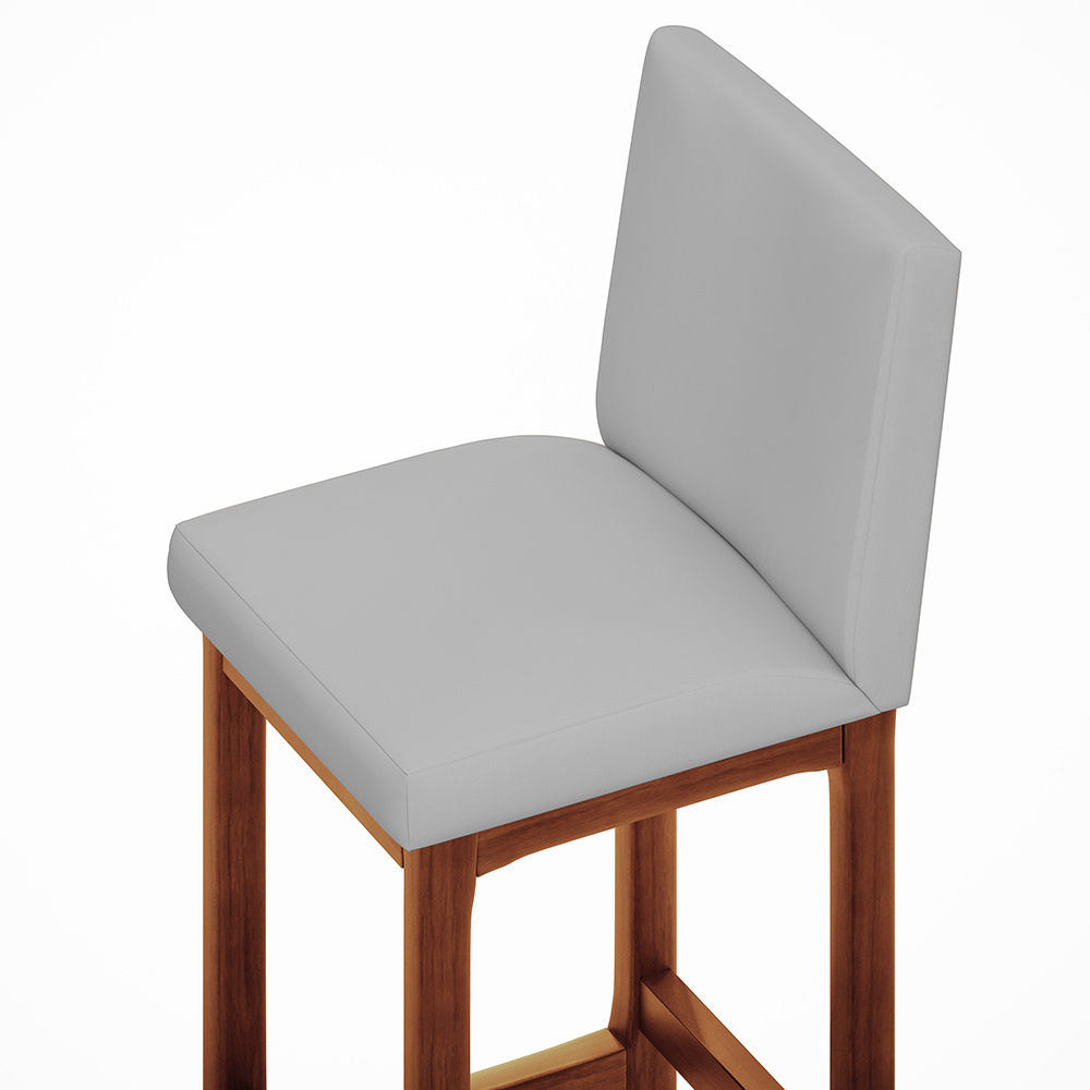 Banqueta Alta Para Cozinha Sala De Jantar Fixa Alya L02 Suede Cinza - Lyam Decor
