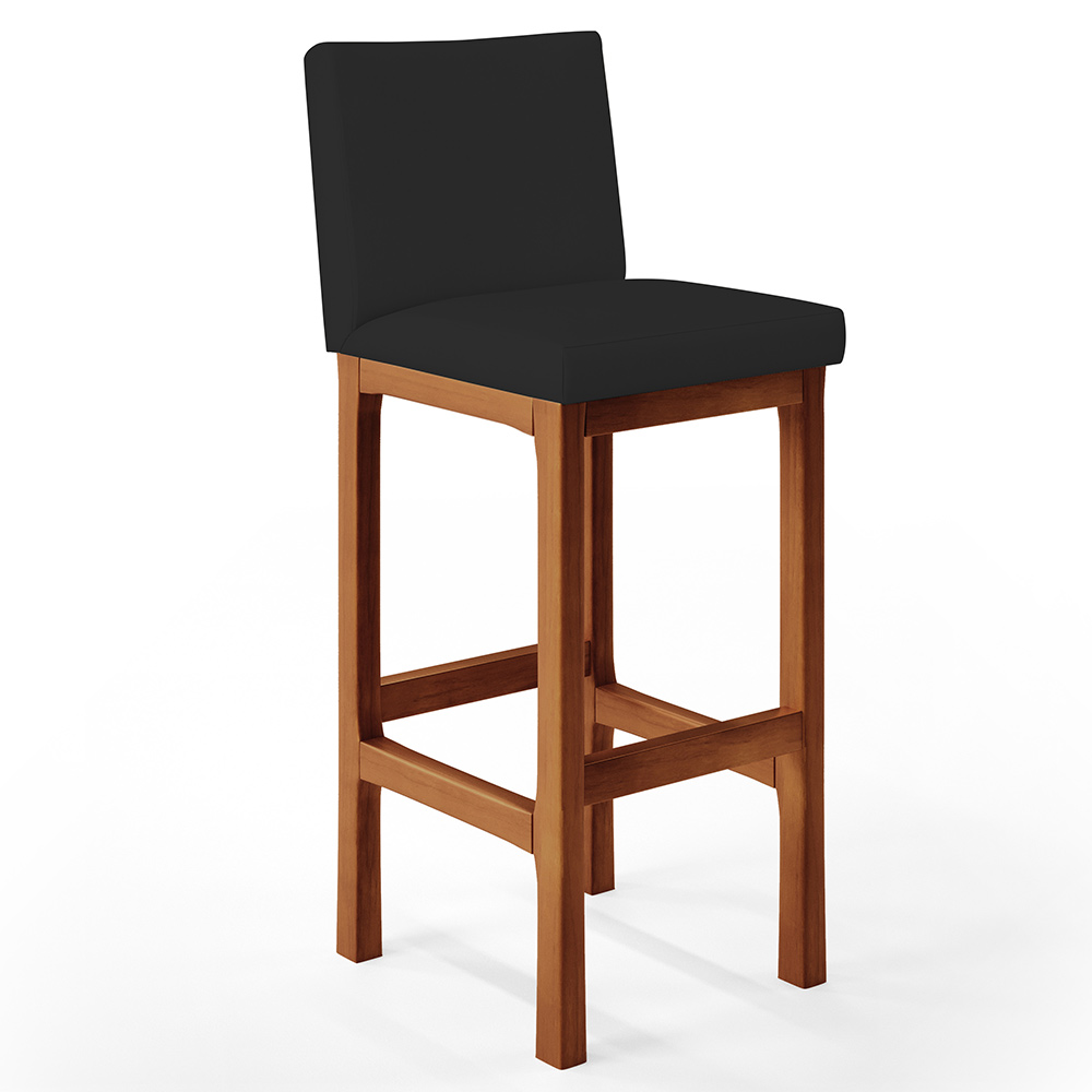 Banqueta Alta Para Cozinha Sala De Jantar Fixa Alya L02 Suede Preto - Lyam Decor
