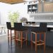 Banqueta Alta Para Cozinha Sala De Jantar Fixa Alya L02 Suede Preto - Lyam Decor