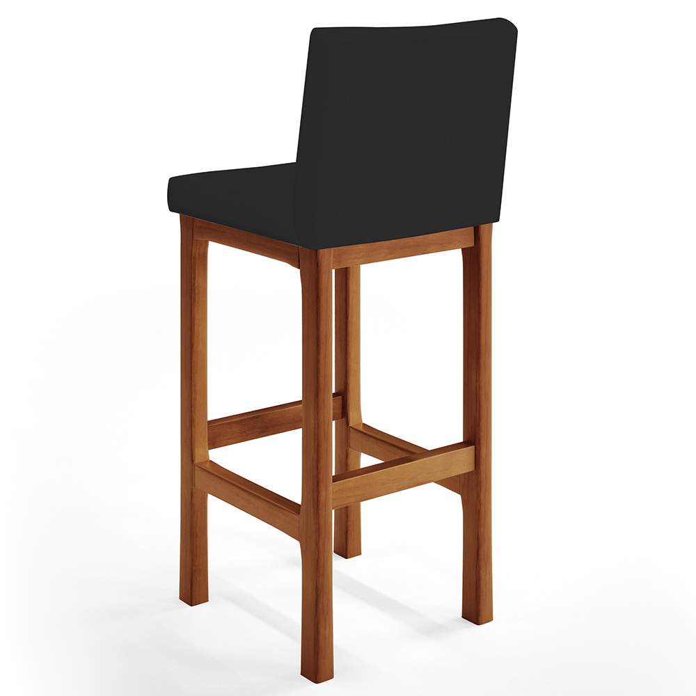 Banqueta Alta Para Cozinha Sala De Jantar Fixa Alya L02 Suede Preto - Lyam Decor