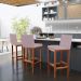 Banqueta Alta Para Cozinha Sala De Jantar Fixa Alya L02 Suede Rosê - Lyam Decor