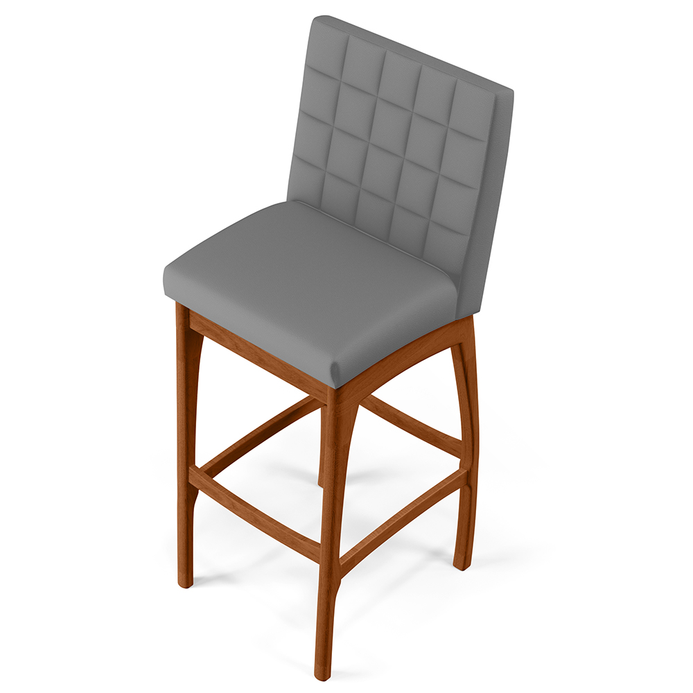 Banqueta Alta Para Cozinha Sala De Jantar Fixa Mila B04 Facto Cinza Fosco - Lyam Decor