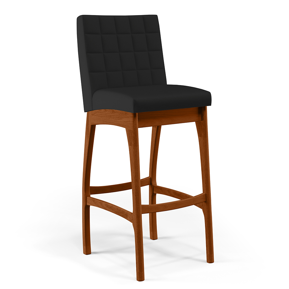 Banqueta Alta Para Cozinha Sala De Jantar Fixa Mila B04 Facto Preto Fosco - Lyam Decor