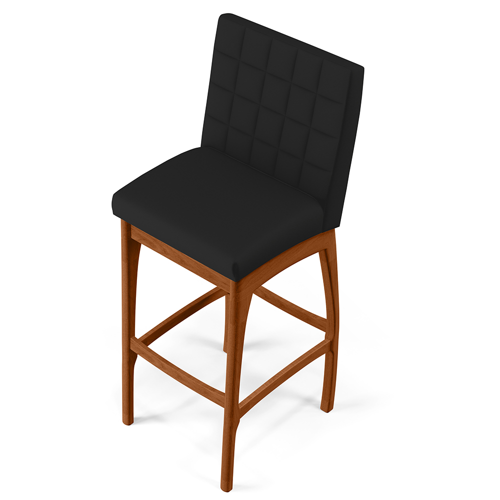 Banqueta Alta Para Cozinha Sala De Jantar Fixa Mila B04 Facto Preto Fosco - Lyam Decor