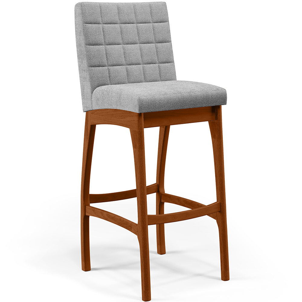Banqueta Alta Para Cozinha Sala De Jantar Fixa Mila L02 Bouclê Cinza - Lyam Decor