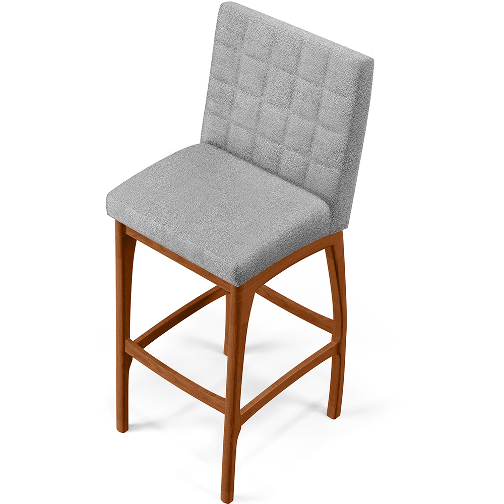 Banqueta Alta Para Cozinha Sala De Jantar Fixa Mila L02 Bouclê Cinza - Lyam Decor
