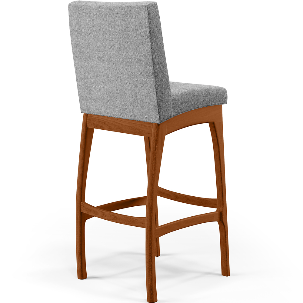Banqueta Alta Para Cozinha Sala De Jantar Fixa Mila L02 Bouclê Cinza - Lyam Decor