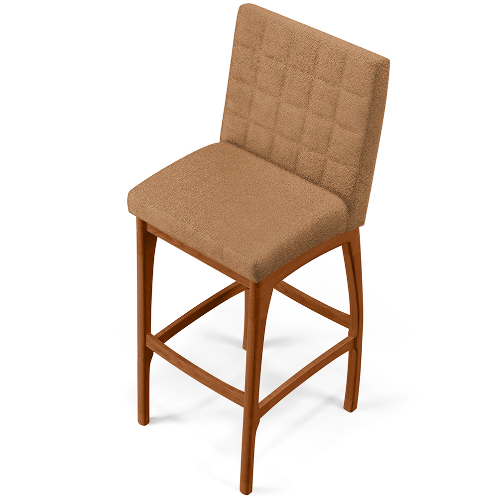 Banqueta Alta Para Cozinha Sala De Jantar Fixa Mila L02 Bouclê Mostarda - Lyam Decor