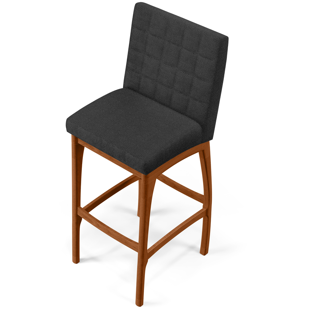 Banqueta Alta Para Cozinha Sala De Jantar Fixa Mila L02 Bouclê Preto - Lyam Decor