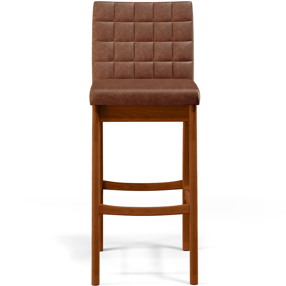Banqueta Alta Para Cozinha Sala De Jantar Fixa Mila L02 Couríssimo Marrom - Lyam Decor