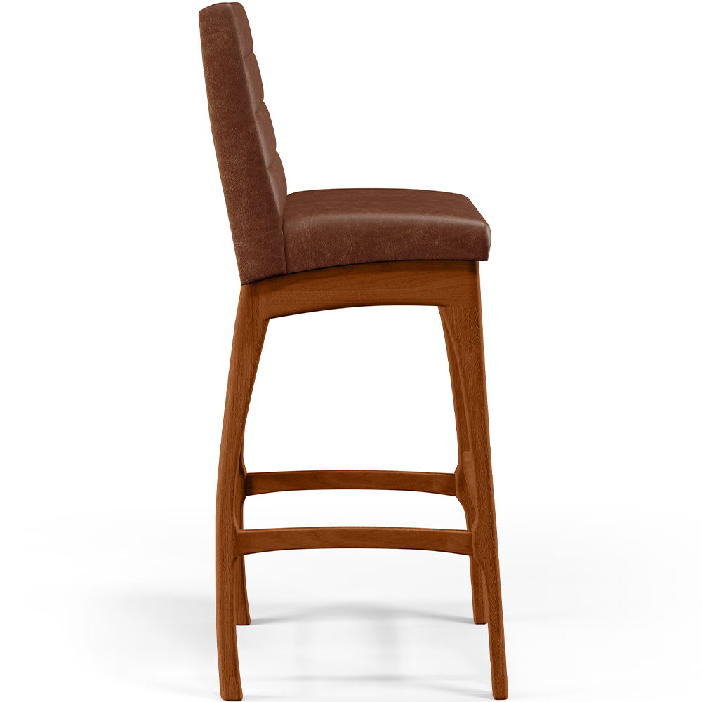 Banqueta Alta Para Cozinha Sala De Jantar Fixa Mila L02 Couríssimo Marrom - Lyam Decor