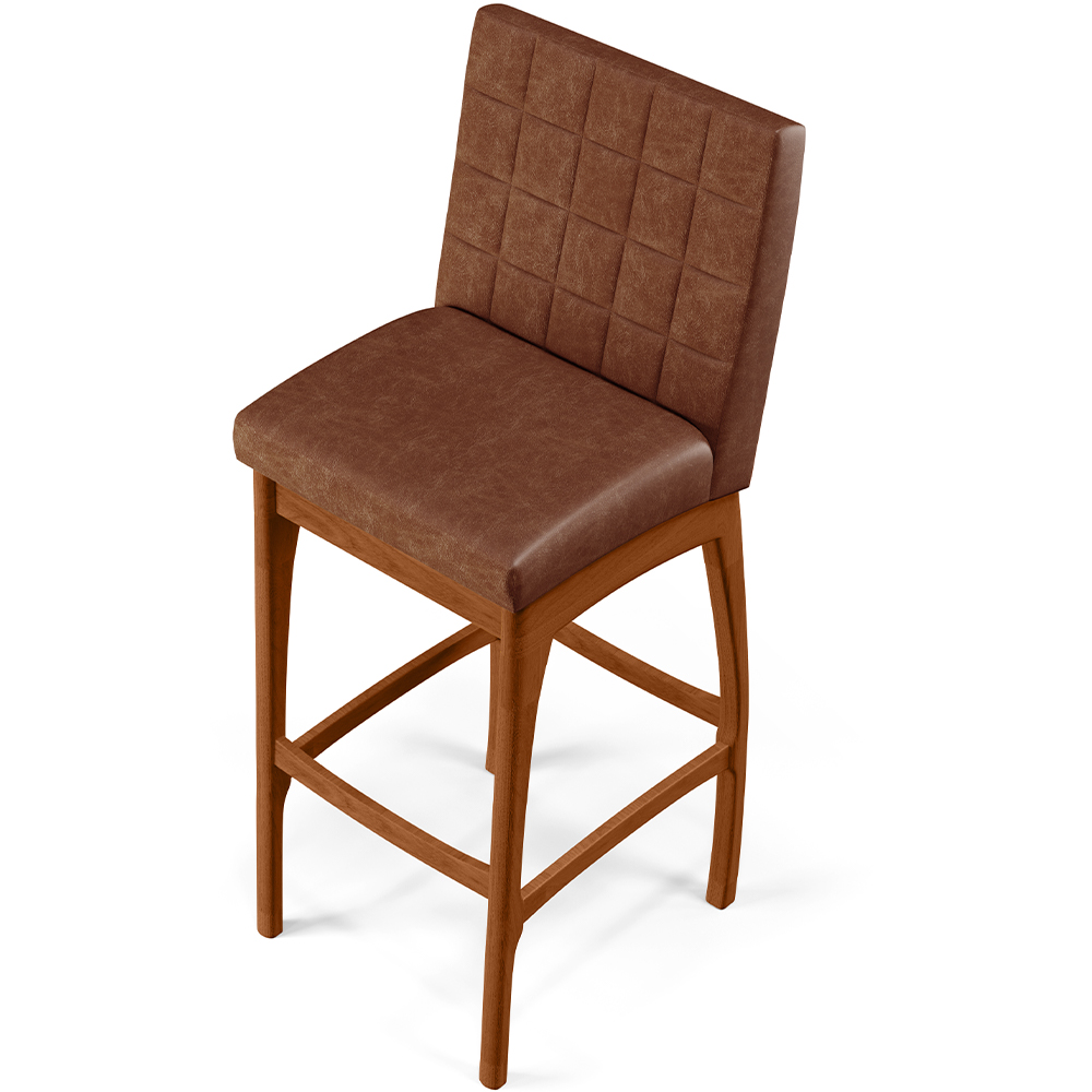 Banqueta Alta Para Cozinha Sala De Jantar Fixa Mila L02 Couríssimo Marrom - Lyam Decor