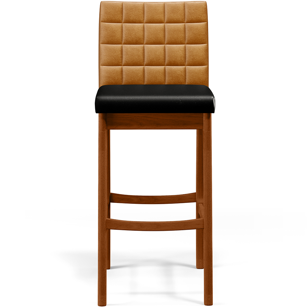 Banqueta Alta Para Cozinha Sala De Jantar Fixa Mila L02 Couríssimo Whisky Couríssimo Preto - Lyam Decor