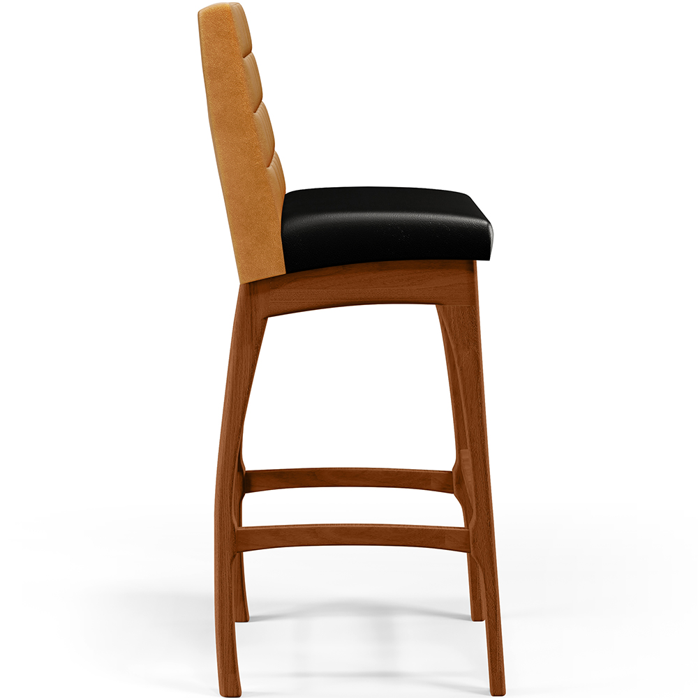 Banqueta Alta Para Cozinha Sala De Jantar Fixa Mila L02 Couríssimo Whisky Couríssimo Preto - Lyam Decor
