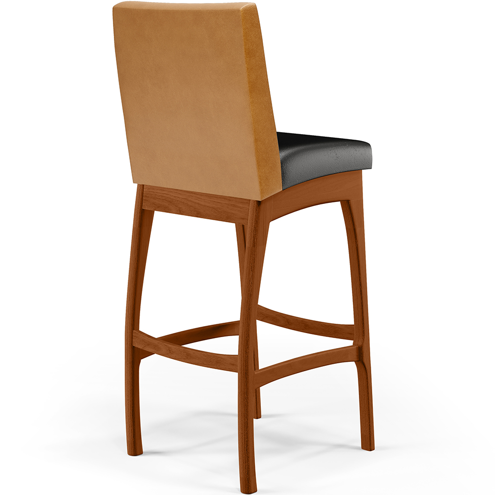 Banqueta Alta Para Cozinha Sala De Jantar Fixa Mila L02 Couríssimo Whisky Couríssimo Preto - Lyam Decor