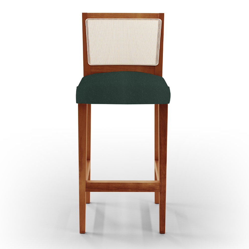 Banqueta Alta Para Cozinha Sala Encosto em Tela Branco Zion L02 Linho Verde Musgo - Lyam Decor