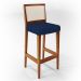 Banqueta Alta Para Cozinha Sala Encosto em Tela Branco Zion L02 Suede Azul Marinho - Lyam Decor