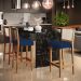 Banqueta Alta Para Cozinha Sala Encosto em Tela Branco Zion L02 Suede Azul Marinho - Lyam Decor