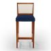 Banqueta Alta Para Cozinha Sala Encosto em Tela Branco Zion L02 Suede Azul Marinho - Lyam Decor