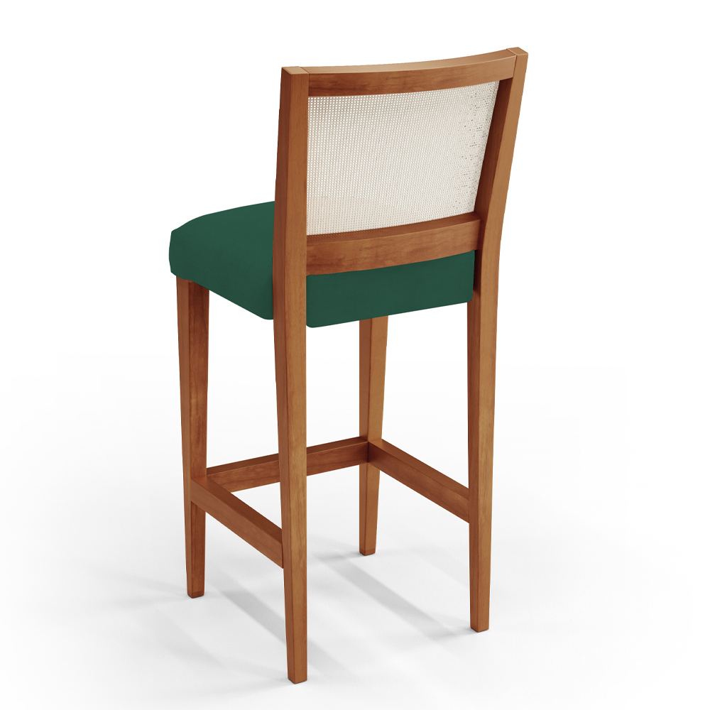 Banqueta Alta Para Cozinha Sala Encosto em Tela Branco Zion L02 Suede Verde Musgo - Lyam Decor