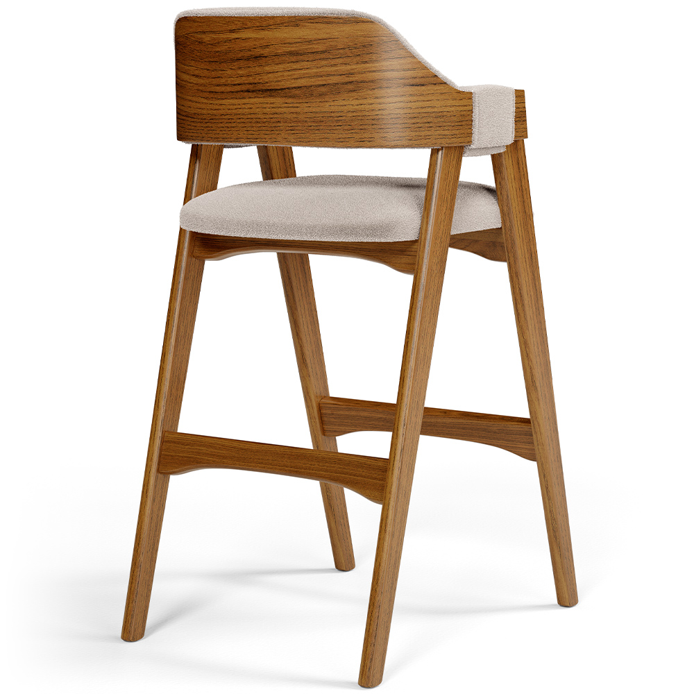 Banqueta Alta Para Cozinha Sala de Jantar Bar Suran L02 Bouclê Creme - Lyam Decor