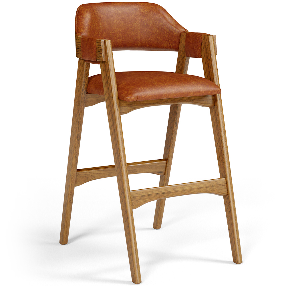 Banqueta Alta Para Cozinha Sala de Jantar Bar Suran L02 Couríssimo Camel - Lyam Decor