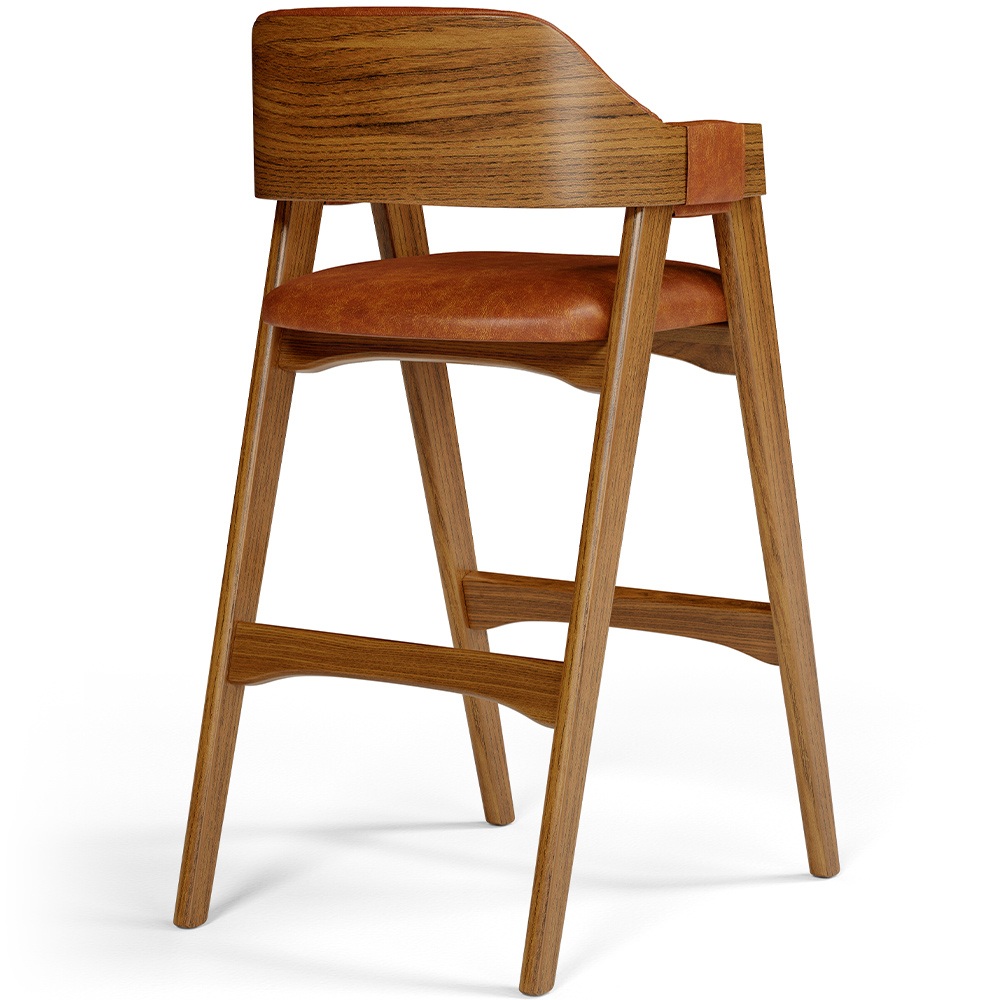 Banqueta Alta Para Cozinha Sala de Jantar Bar Suran L02 Couríssimo Camel - Lyam Decor