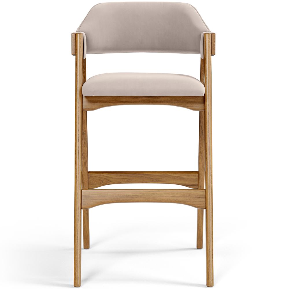 Banqueta Alta Para Cozinha Sala de Jantar Bar Suran L02 Suede Bege - Lyam Decor