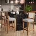 Banqueta Alta Para Cozinha Sala de Jantar Encosto em Tela Branco Zion L02 Linho Bege - Lyam Decor