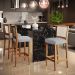 Banqueta Alta Para Cozinha Sala de Jantar Encosto em Tela Branco Zion L02 Linho Cinza - Lyam Decor