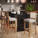 Banqueta Alta Para Cozinha Sala de Jantar Encosto em Tela Branco Zion L02 Linho Cru - Lyam Decor