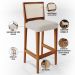 Banqueta Alta Para Cozinha Sala de Jantar Encosto em Tela Branco Zion L02 Linho Cru - Lyam Decor