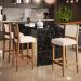 Banqueta Alta Para Cozinha Sala de Jantar Encosto em Tela Branco Zion L02 Suede Bege - Lyam Decor